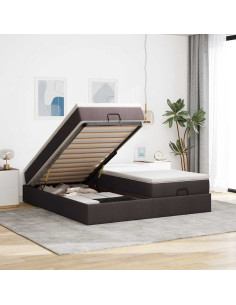 Struttura Letto Pouf con Materassi 200x200 cm in Tessuto