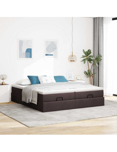 Struttura Letto Pouf con Materassi 200x200 cm in Tessuto