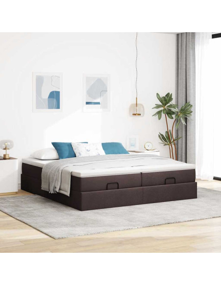 Struttura Letto Pouf con Materassi 200x200 cm in Tessuto