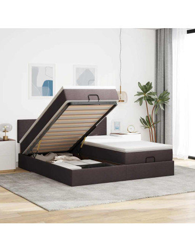 Struttura Letto Pouf con Materassi 200x200 cm in Tessuto
