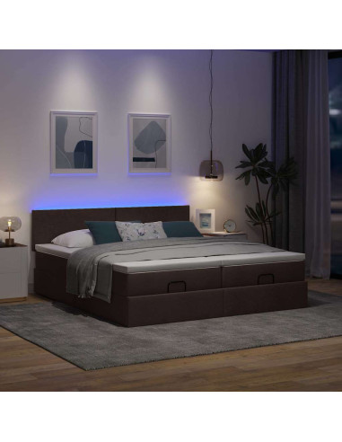 Struttura Letto Pouf con Materassi 200x200 cm in Tessuto