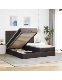 Struttura Letto Pouf con Materassi 200x200 cm in Tessuto