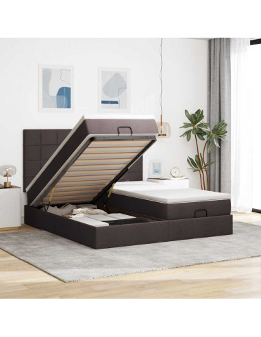 Struttura Letto Pouf con Materassi 200x200 cm in Tessuto