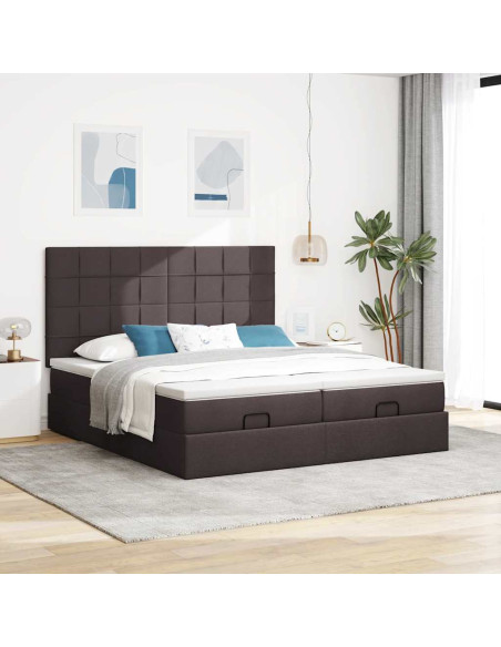 Struttura Letto Pouf con Materassi 200x200 cm in Tessuto