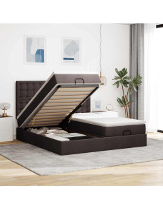 Struttura Letto Pouf con Materassi 200x200 cm in Tessuto