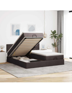 Struttura Letto Pouf con Materassi 200x200 cm in Tessuto
