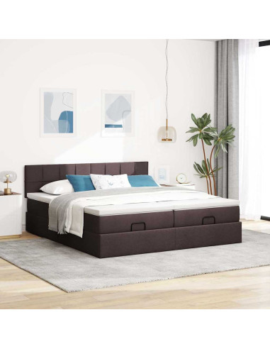 Struttura Letto Pouf con Materassi 200x200 cm in Tessuto