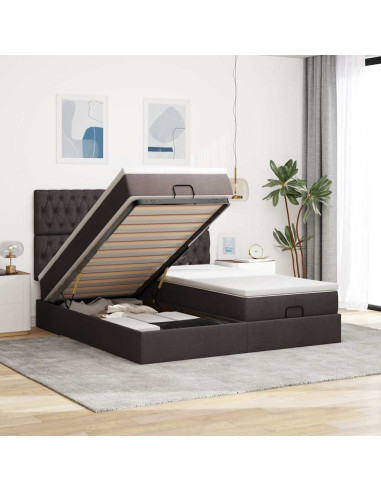 Struttura Letto Pouf con Materassi 200x200 cm in Tessuto