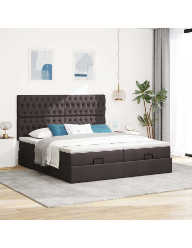 Struttura Letto Pouf con Materassi 200x200 cm in Tessuto
