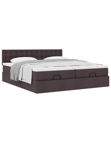 Struttura Letto Pouf con Materassi 200x200 cm in Tessuto
