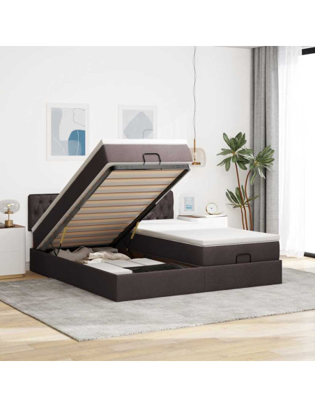 Struttura Letto Pouf con Materassi 200x200 cm in Tessuto