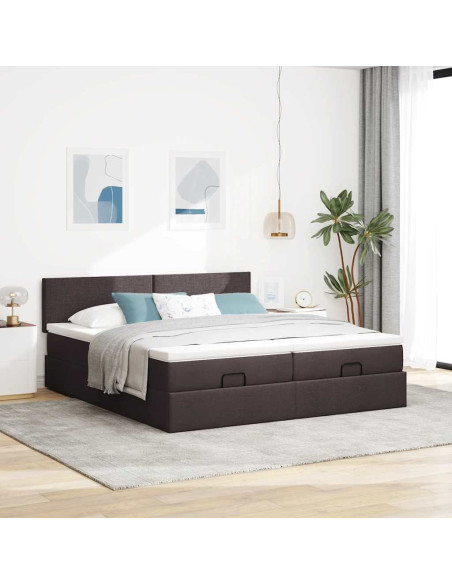 Struttura Letto Pouf con Materassi 200x200 cm in Tessuto