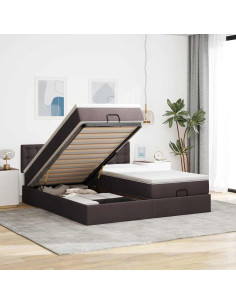 Struttura Letto Pouf con Materassi 200x200 cm in Tessuto