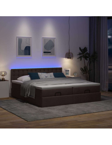 Struttura Letto Pouf con Materassi 200x200 cm in Tessuto