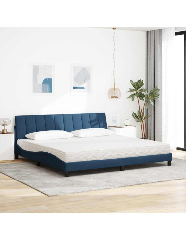 Letto con Materasso Hanko Blu 200x200 cm in Tessuto