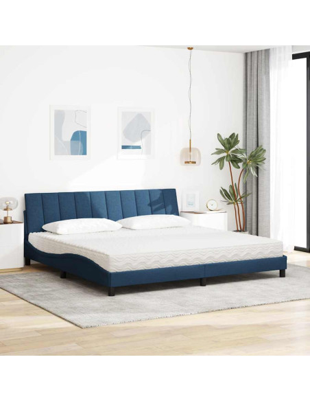 Letto con Materasso Hanko Blu 200x200 cm in Tessuto