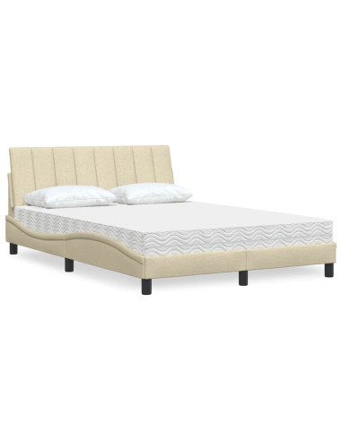 Letto con Materasso Hanko Crema 120x200 cm in Tessuto