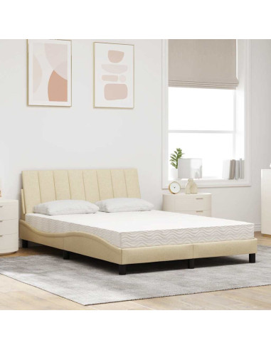 Letto con Materasso Hanko Crema 120x200 cm in Tessuto