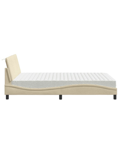 Letto con Materasso Hanko Crema 120x200 cm in Tessuto