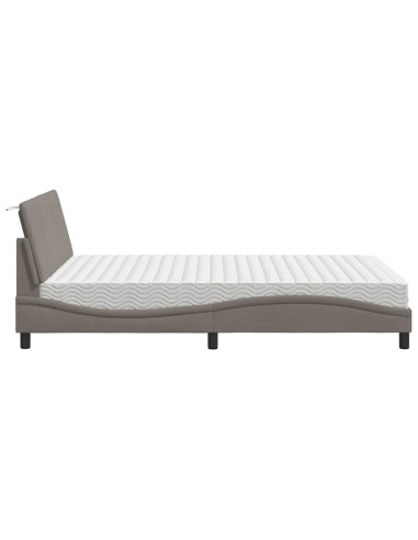 Letto con Materasso Hanko Tortora 120x200 cm in Tessuto