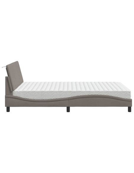 Letto con Materasso Hanko Tortora 120x200 cm in Tessuto