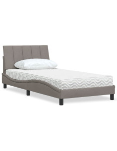 Letto con Materasso Hanko Tortora 100x200 cm in Tessuto