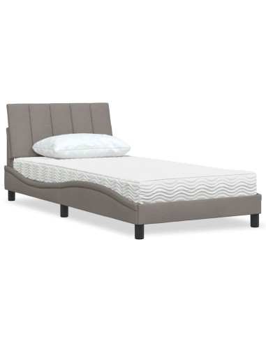 Letto con Materasso Hanko Tortora 100x200 cm in Tessuto