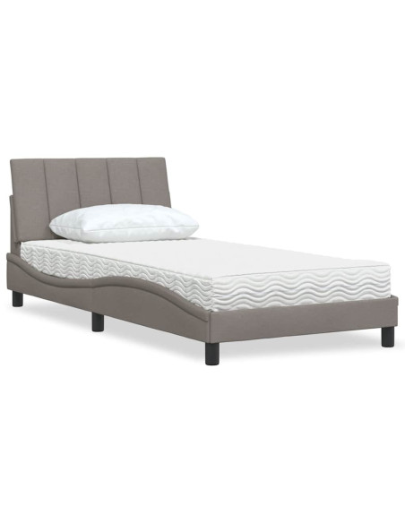 Letto con Materasso Hanko Tortora 100x200 cm in Tessuto