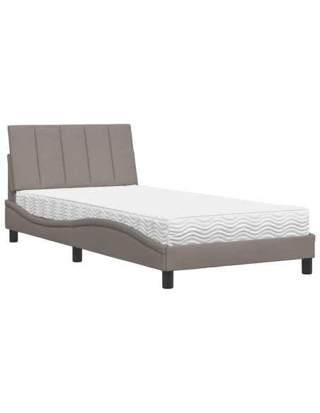 Letto con Materasso Hanko Tortora 100x200 cm in Tessuto