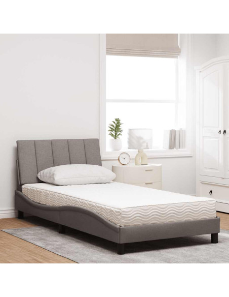 Letto con Materasso Hanko Tortora 100x200 cm in Tessuto