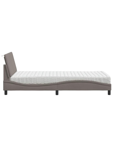Letto con Materasso Hanko Tortora 100x200 cm in Tessuto