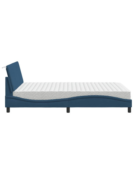 Letto con Materasso Hanko Blu 120x200 cm in Tessuto