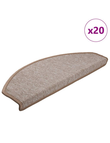 Tappetini per scale 20 pz 65x24x4 cm Marrone chiaro Semicircolari Grandi
