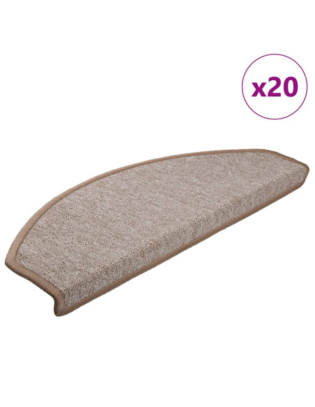 Tappetini per scale 20 pz 65x24x4 cm Marrone chiaro Semicircolari Grandi