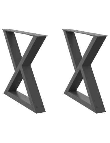 Gambe per tavolino 2 pz Antracite 50x(42-43,3) cm Acciaio