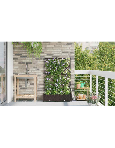 Vaso da giardino 2 pz Marrone 80 x 40 x 125,5 cm PP