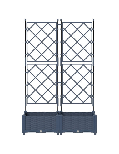 Vaso da giardino 2 pz Grigio 80 x 40 x 125,5 cm PP