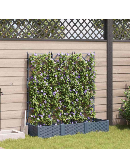 Vaso da giardino 3 pz Grigio Chiaro 120 x 40 x 125,5 cm PP