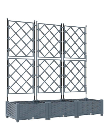 Vaso da giardino 3 pz Grigio Chiaro 120 x 40 x 125,5 cm PP