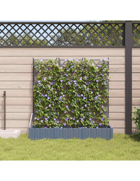 Vaso da giardino 3 pz Grigio Chiaro 120 x 40 x 125,5 cm PP