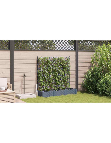 Vaso da giardino 3 pz Grigio Chiaro 120 x 40 x 125,5 cm PP