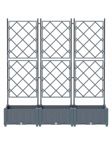 Vaso da giardino 3 pz Grigio Chiaro 120 x 40 x 125,5 cm PP