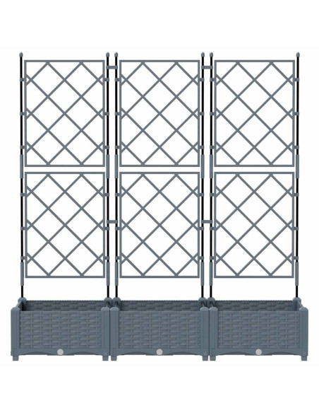 Vaso da giardino 3 pz Grigio Chiaro 120 x 40 x 125,5 cm PP