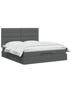Letto ottomano con materasso Grigio Scuro 140 x 190 cm Tessuto 2