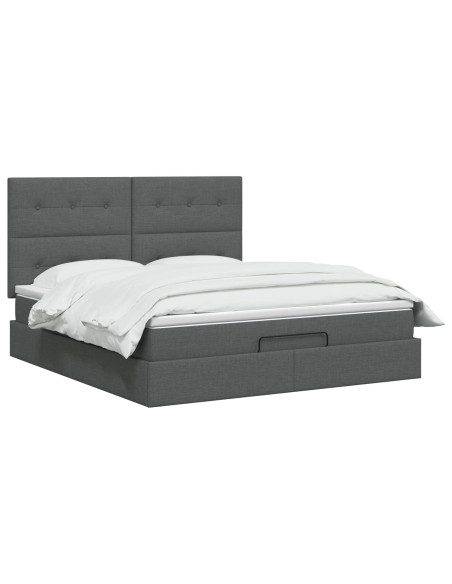 Letto ottomano con materasso Grigio Scuro 140 x 190 cm Tessuto