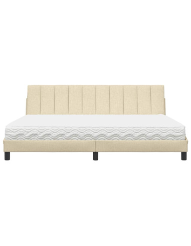 Letto con Materasso Hanko Crema 200x200 cm in Tessuto