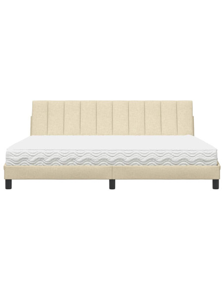 Letto con Materasso Hanko Crema 200x200 cm in Tessuto