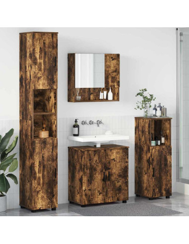 Set di mobili per il bagno 4 pz Rovere fumé 61 x 35 x 64 cm