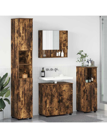 Set di mobili per il bagno 4 pz Rovere fumé 61 x 35 x 64 cm