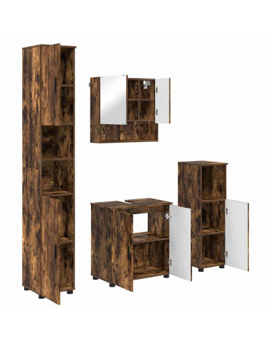 Set di mobili per il bagno 4 pz Rovere fumé 61 x 35 x 64 cm